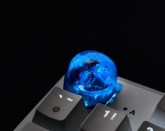 Ocean Artisan Keycap: DOM Profile, Cherry MX Keyboard, Handmade Botanic Keycap, Gift Keycaps