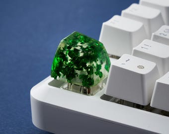 Green Jewelry SA Profil Artisan Keycap: Handmade Resin Epoxy Cherry MX Keyboard