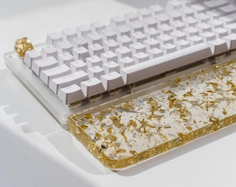 Gold Flake Resin Keyboard Wrist Rest Handmade Accessory