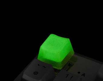 Green Glowing Artisan Keycap: Handmade Backlit OEM Profile, Cherry MX Keyboard