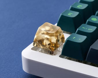 Gold Jewelry Artisan Keycap: Handmade Resin Epoxy, Cherry MX Keyboard