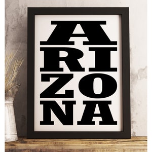 Framed Arizona subway sign print, Arizona bus scroll poster, Arizona art decor, available in several colors and sizes