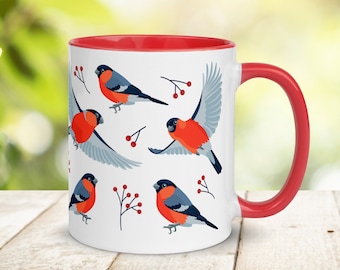 Bullfinch Mug, Bullfinch Bird Mug, Pretty Bird Mug, Bird Lover Gift, Bullfinch Gift, Finch Mug, Bird Watcher Gift, Bird Coffee Cup