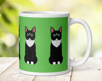 Tuxedo Cat Mug, Cat Coffee Cup, Ceramic Cat Mug, Black and White Cat Mug, Cat Lover Gift, Tuxedo Cat Gifts, Pretty Cat Mug, Cat Cup