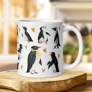 Penguin Mug, Cute Seabird Coffee Cup with Emperor, King & Adelie Penguins, Gift for Penguin Lovers, Cute Animal Mug, Gift Mug