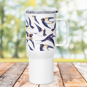 Soaring Schwalben Reisebecher, 25 Unzen Edelstahl Thermobecher für Vogelliebhaber, Reisezubehör, Vogelgeschenk
