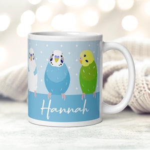 Personalized Budgie Mug: Custom Parakeet Gift, Bird Lover Coffee Cup
