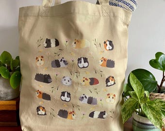 Guinea Pig Tote Bag, Organic Cotton Reusable Shopper