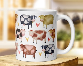 Mug amateur de vache : cadeau vache, tasse à café de cuisine de ferme