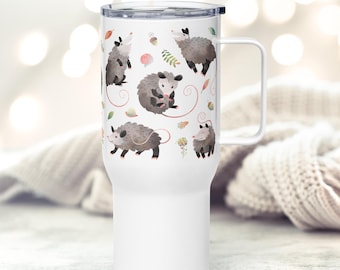 Opossum Reisebecher: 25 Unzen isolierter Cottagecore Becher, Opossum Geschenk