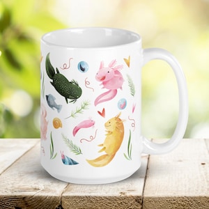 Axolotl Mug, Axolotl Gift for Animal Lovers, Cute Axolotl Decor, Salamander Cup, Coffee Cup for Axolotl Owner, Cute Kids Mug, Axolotl Cup