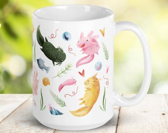 Caneca Axolotl: Presente Axolotl, Xícara de Café Salamandra Kawaii