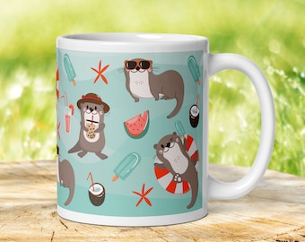 Otter Mug, Otter Gift, Otter Coffee Cup, Cute Otter Mug, Cute Animal Mug, Animal Lover Gift, Kids Mug, Cute Ceramic Mug, Sea Otter Gift