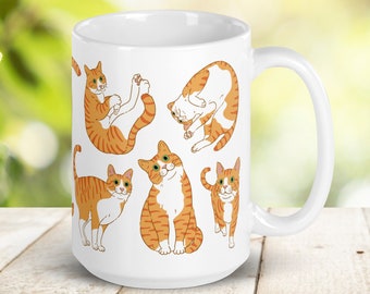 Taza de gato atigrado pelirrojo: taza de café de cerámica para amantes de los gatos