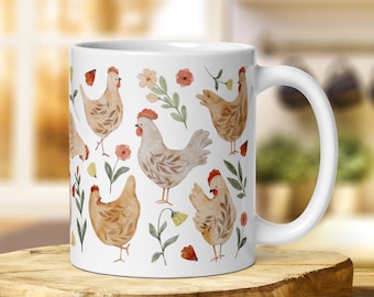 Chicken Lover Mug: Chicken Keeper Gift, Cottagecore Farmhouse Coffee Cup