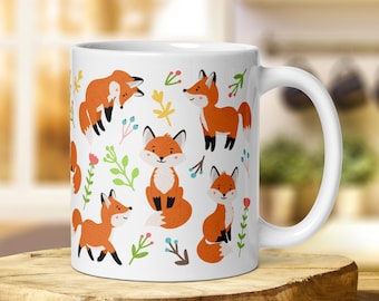 Taza de zorro, taza de café para amantes de la naturaleza y los animales
