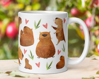 Capybara mok, schattige dierenmok, Capybara koffiekopje, Capybara minnaar cadeau, Wildlife mok, Capybara decor, Cappy verjaardagscadeau, leuk cadeau, Cappy