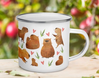 Capybara Enamel Mug: Capybara Lover Gift, Cappy Birthday Camping Cup