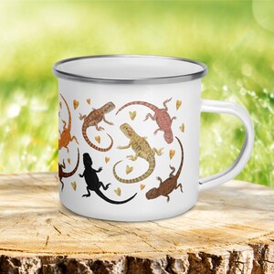 Bearded Dragon Enamel Mug, Reptile Lover Gift, Cute Lizard Camp Mug, Bearded Dragon Coffee Cup, Pet Reptile Owner Gift, Herpetology Mug