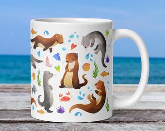 Sea Otter Mug, Marine Life Coffee Cup, Animal Lover Gift