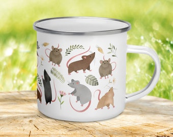 Tazza smaltata a forma di topo, regalo per proprietari di topi domestici, tazza da 12 once