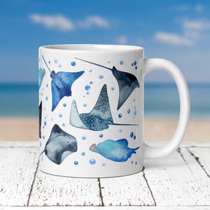 Ocean Rays Mug, Marine Biology Gift, Stingrays, Manta Rays, Eagle Rays, Scuba Diving Mug, Scuba Diver Gift, Sea Life Mug, Sealife, Mantarays
