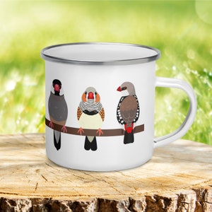 Enamel Finch Mug: Bird Watcher Gift, Ornithology Decor