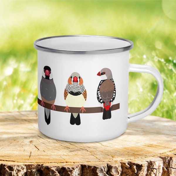 Emaille Vogel Becher, Fink Kaffeebecher, Vogel Dekor, süßer Vogel Geschenk, Fink Tasse, Vogel Geschenk Becher, Vogelbeobachter Geschenk, Ornithologie Geschenk, Camping Becher