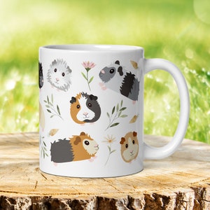 Guinea Pig Mug: Pretty Floral Ceramic Coffee Cup (11oz/15oz)