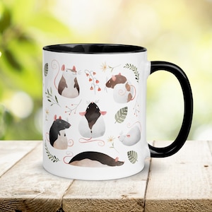 Cute Rat Mug, Gift for Pet Rat Owners, Rat Moms & Dads, Cute Coffee Cup with Fancy Rat Design, Rat Lover Gift, Rat Coffee Cup