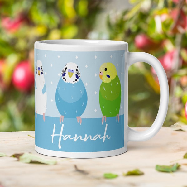 Personalized Parakeet Mug, Custom Budgerigar Mug, Budgie Mug, Bird Decor, Custom Name Mug, Budgie Coffee Cup, Gift Mug, Bird Gift Mug, Birbs