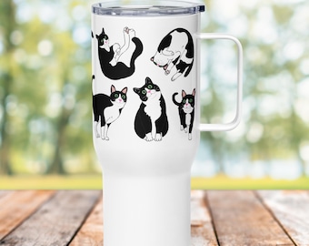 Taza de viaje Tuxedo Cat: taza de café de acero inoxidable con aislamiento de 25 oz