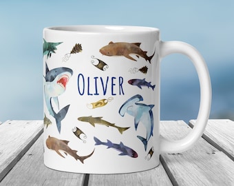Taza personalizada de tiburón: taza de café con temática marina, decoración costera