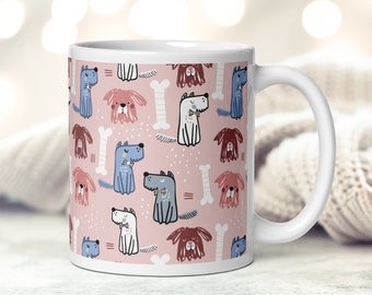 Cute Dog Mug, Dog Gift, Pink Dog Mug, Funny Dog Gifts, Dog Lover Gift, Pink Coffee Mug, Children's Gifts, Gift For Child, Dog Walker Gift