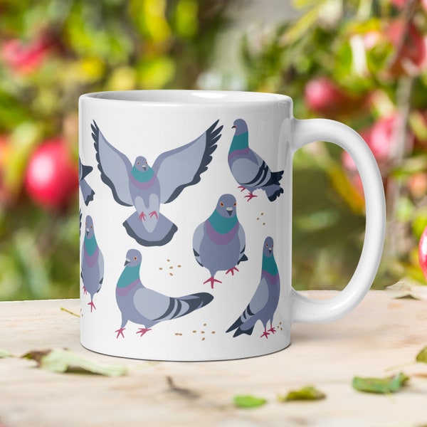 Pigeon Mug, Pigeon Gift, Bird Nerd, Novelty Mug, Pigeon Lover, Wood Pigeons, Ceramic Bird Mug, Dove Gifts, Funny Pigeon Mug, Cute Animal Mug