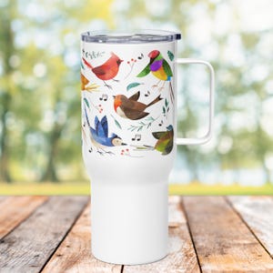 Vogel Reisebecher, isolierter 25-Unzen-Edelstahlbecher, Geschenk für Vogelbeobachter und Naturliebhaber, niedlicher Vogelbecher