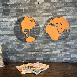 Art mural en bois fait main, carte du monde, carte du monde géométrique, décoration murale globe, carte du monde en bois, décoration pour les amateurs de voyage