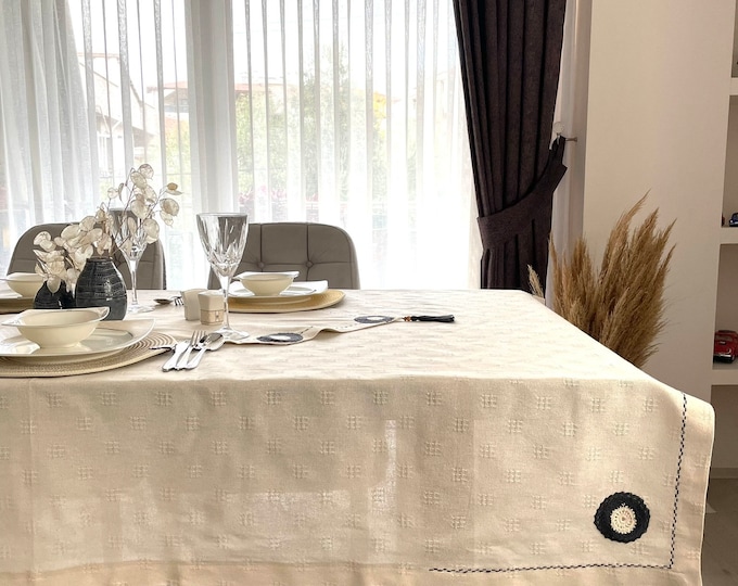 Tablecloth Set with Runner Embroidered Tablecloth SetLinen