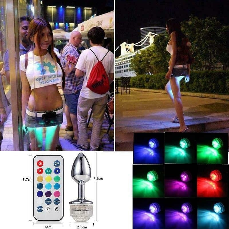 LED Light Anal Butt Plug Metal Beads G-Spot Massager Dildo Adult Tail Sex Toy For Women Men