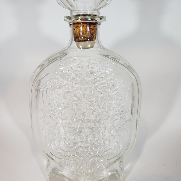 DECANTER  ,Vintage Embossed Glass Schenley  Liquor Decanter made by Ball, Excellent Condition