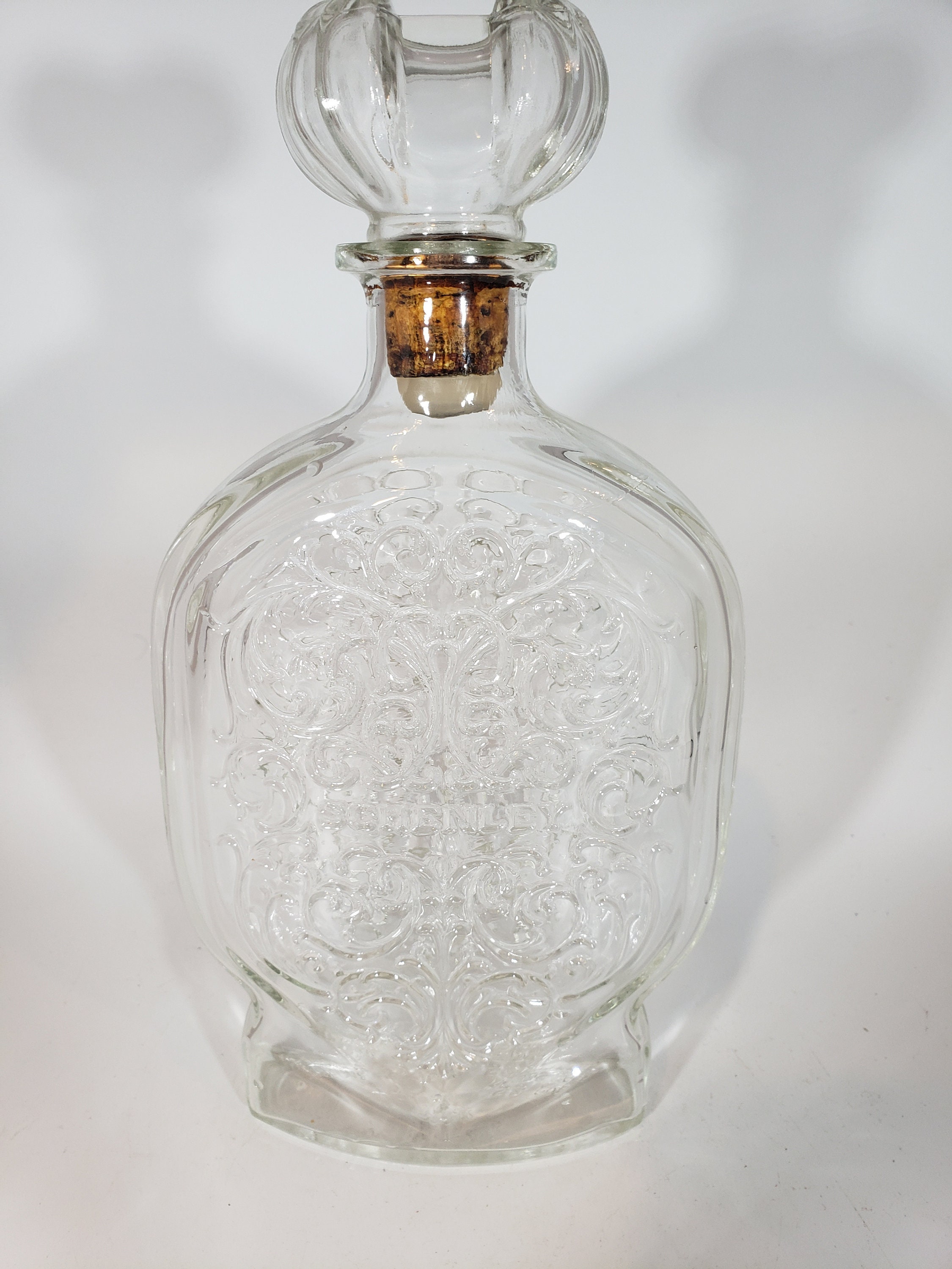 DECANTER ,vintage Embossed Glass Schenley Liquor Decanter Made by Ball