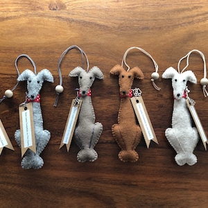 Handstitched Wool Felt Sighthound, Lurcher, Greyhound, Whippet  Dog: Personalized Keepsake. Pet Loss.