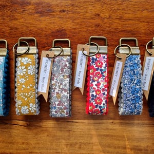 Handmade Liberty Print Key Fob: Floral Fabric Keyring