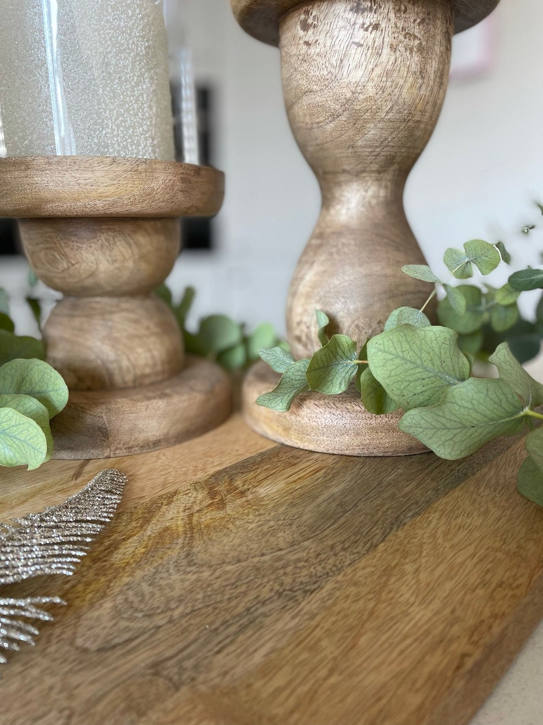 Mango Wood Hurricane Candle Holders glass Included Etsy UK