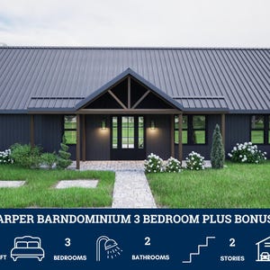 PL-62513 Harper Barndominium House Plan