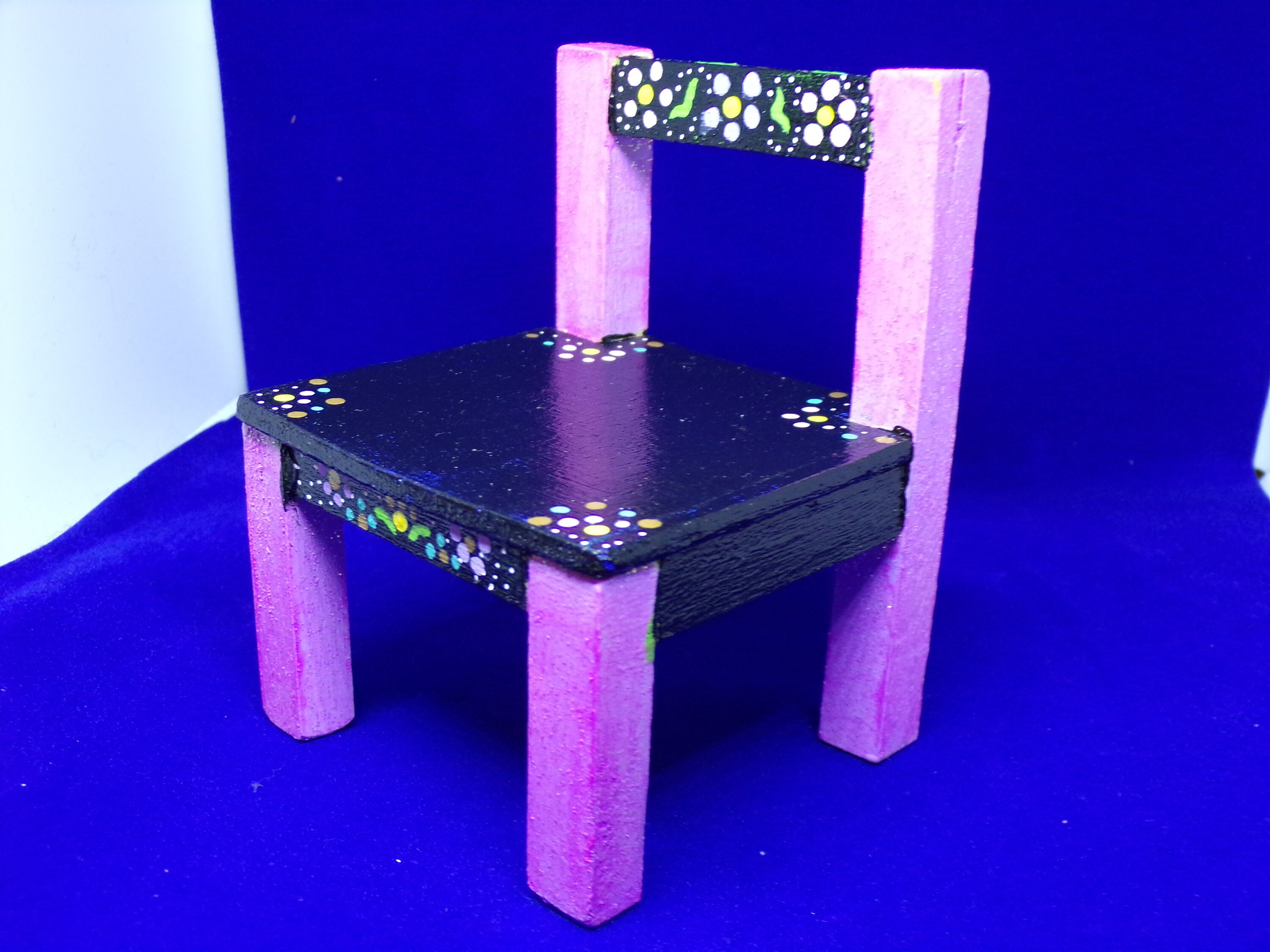 Toy Wood Mexican Chairs. Toy Hand Painted Chair. Doll Wood Chair. Toy