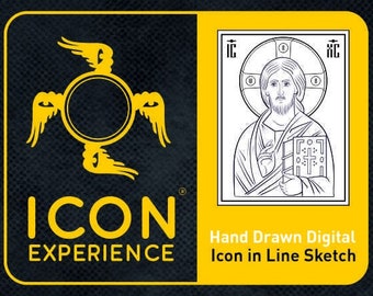Esquisse au trait Christ Pantocrator : iconographie byzantine (téléchargement numérique)