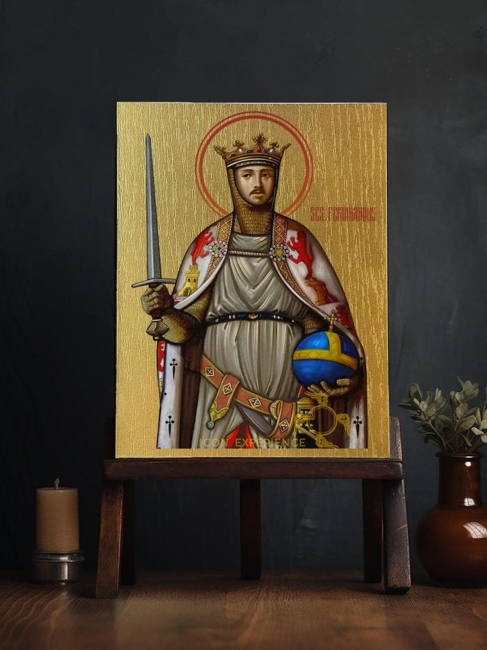 Saint Ferdinand Iconography Christian Art Gift Natural UV pigments Wooden Icon Sacral Art Religious Gift Reproduced Icons