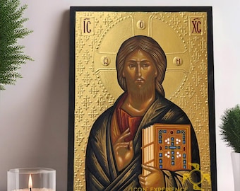 Hand-Painted Icon of Jesus Christ Pantocrator of Sinai Monastery