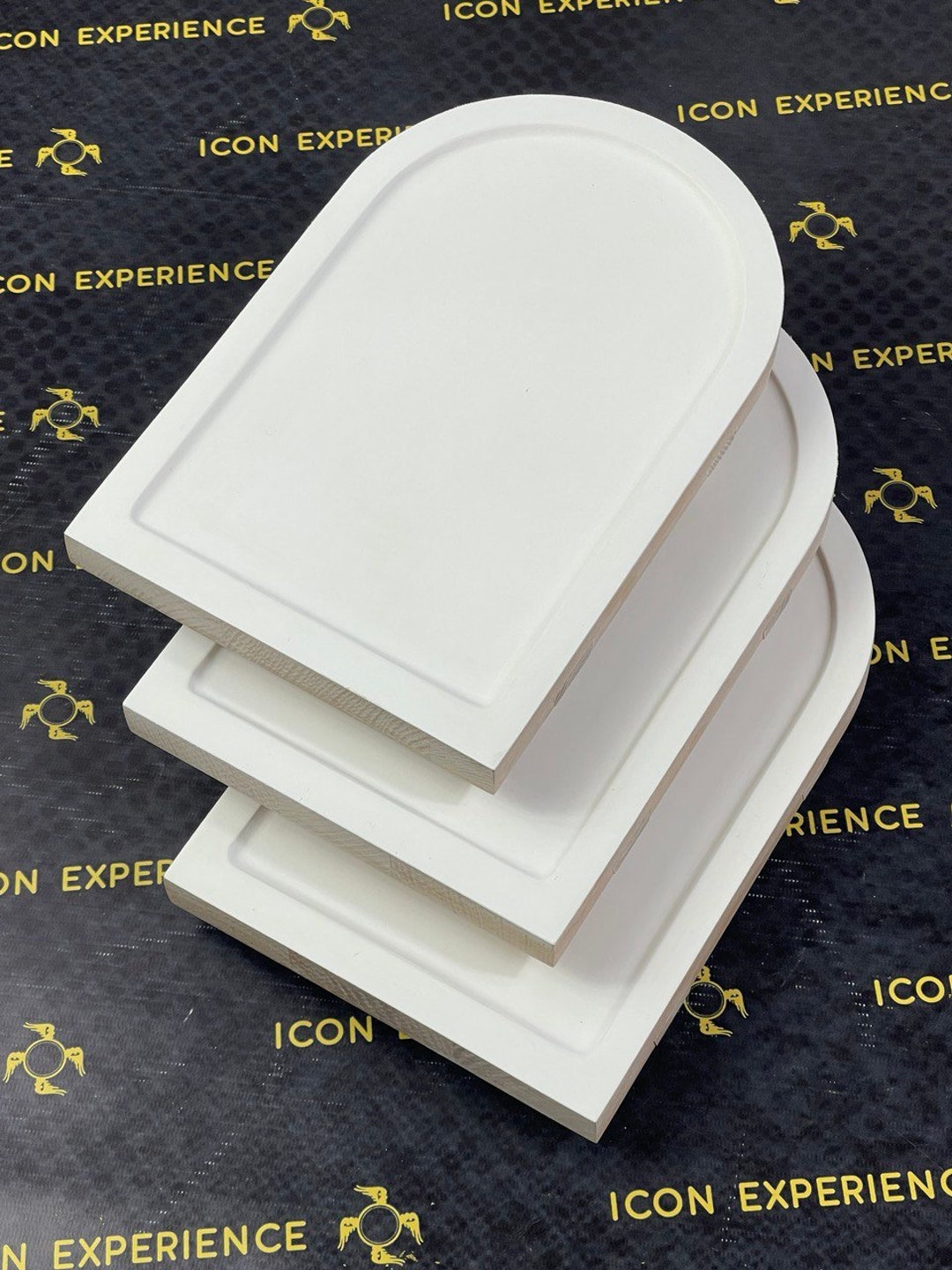 Gessoed Round Top Icon Boards With a Round Raised Border and Oak Braces